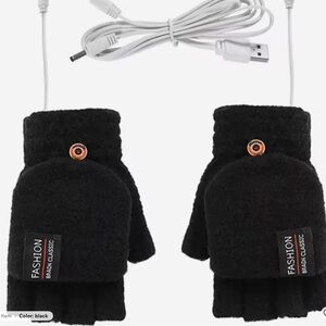 Black Heated Gloves with USB Charger